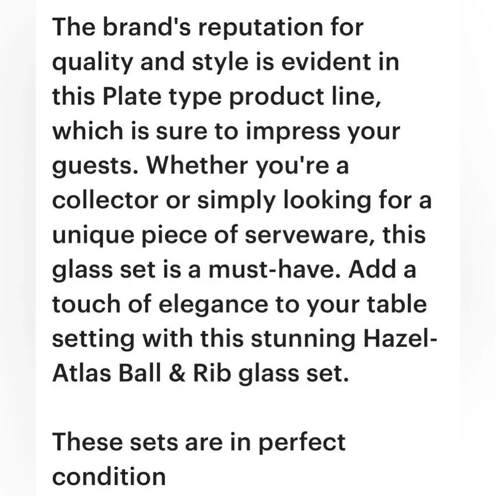 Hazel Atlas Ball & Rib Elegant Clear Glass Smoke Snack & Sip Tray 6 Oz Cup Set